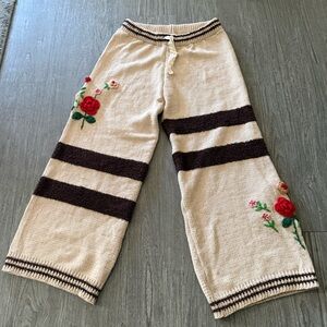 POL Sweater Pants w/Knitted Flowers NWOT